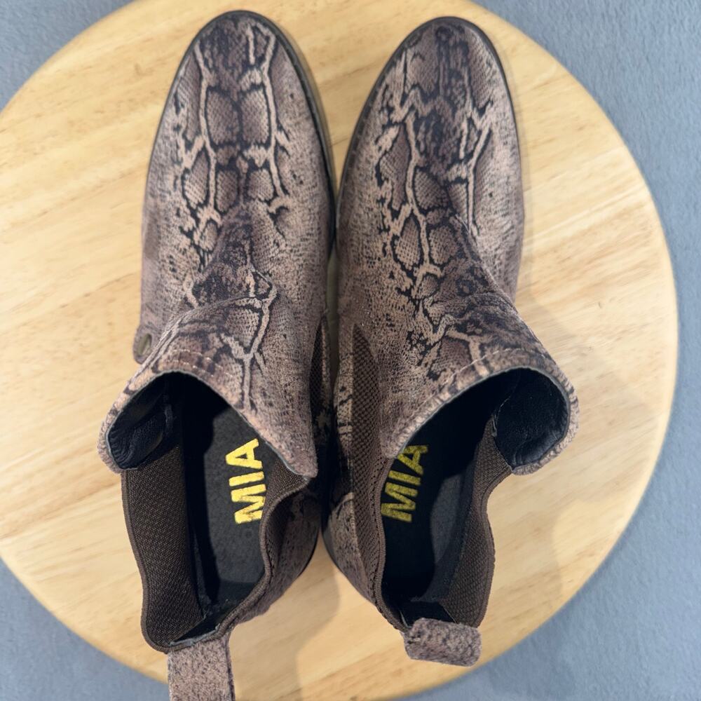 MIA Jaylee Snake Print Faux Suede Pull-On Ankle Boots Brown/Tan Size 8.5M‎ US - Picture 6 of 7